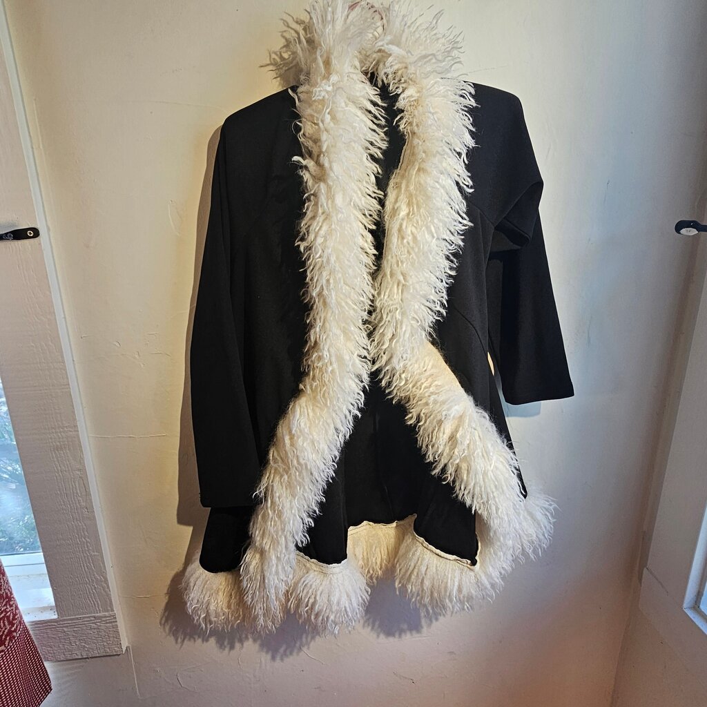 Black Faux Fur Trim Cardigan