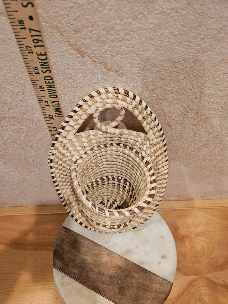 Sweetgrass Hanging Wall Pocket Basket Charleston South Carolina Hand Woven Beautiful Vintage Art Decor Dried /wood Flower DisplayBasket