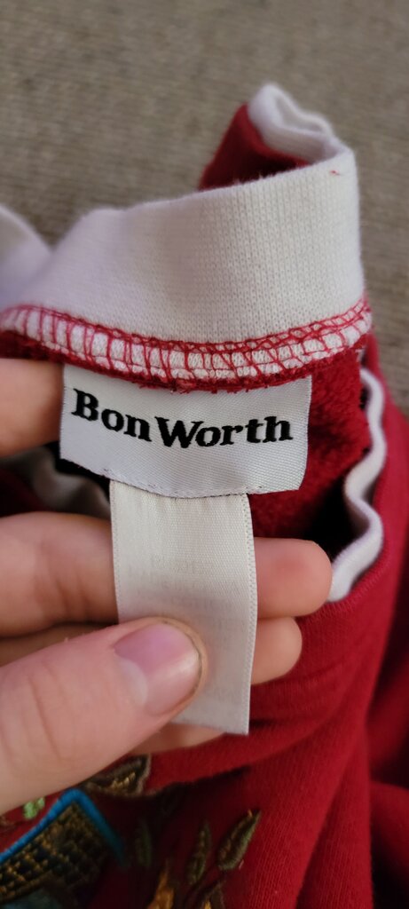 Bon Worth Red Long Sleeve Graphic Top