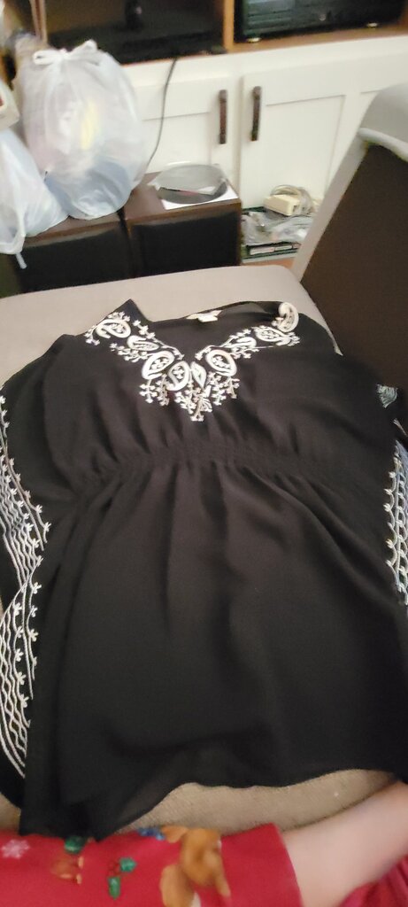 Embroidered Black Women's Top