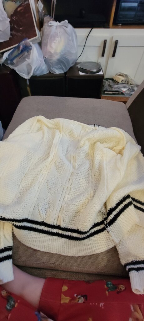 White and Black Striped Cardigan