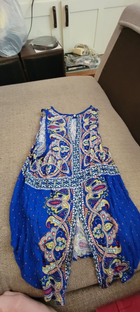 Renee C. Colorful Blue Patterned Top
