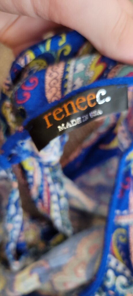 Renee C. Colorful Blue Patterned Top