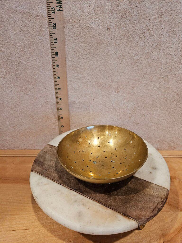 Brass whatever Bowl flower frog, colander strainer barware, Trinket dish decor