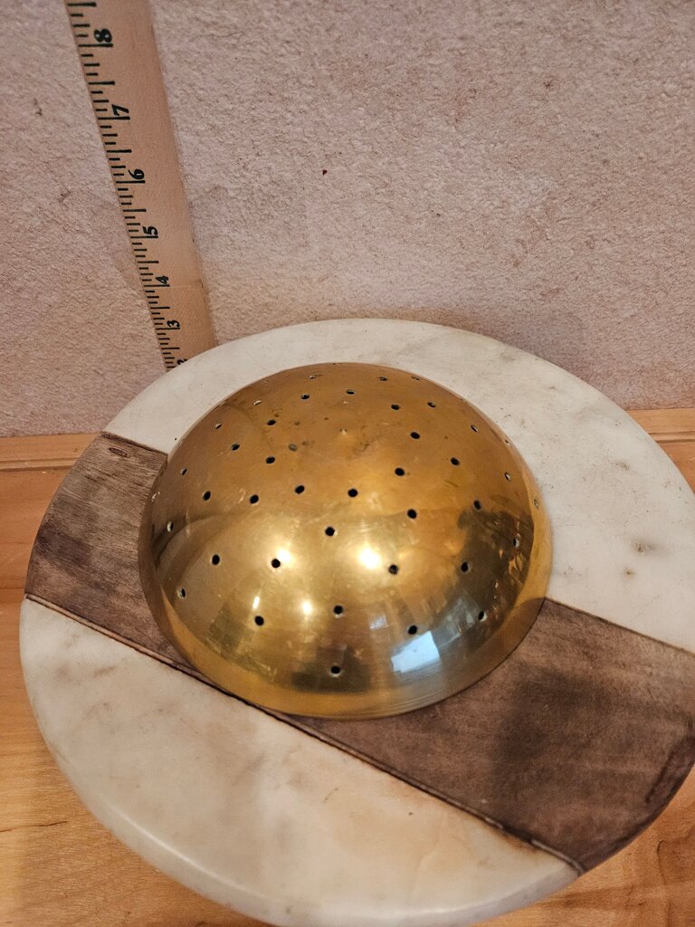 Brass whatever Bowl flower frog, colander strainer barware, Trinket dish decor
