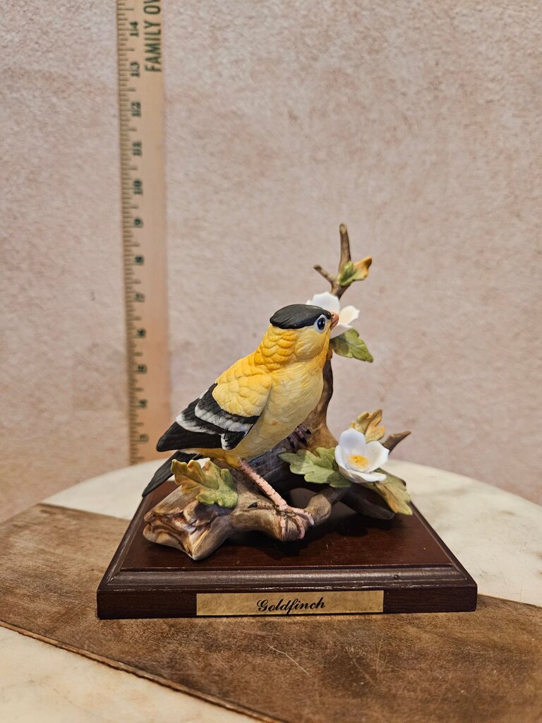 Yellow Finch Bird Figurine Statue