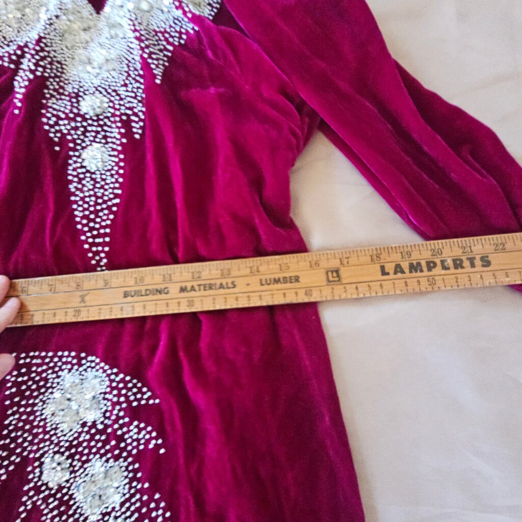 Embellished Velvet Kaftan Dress