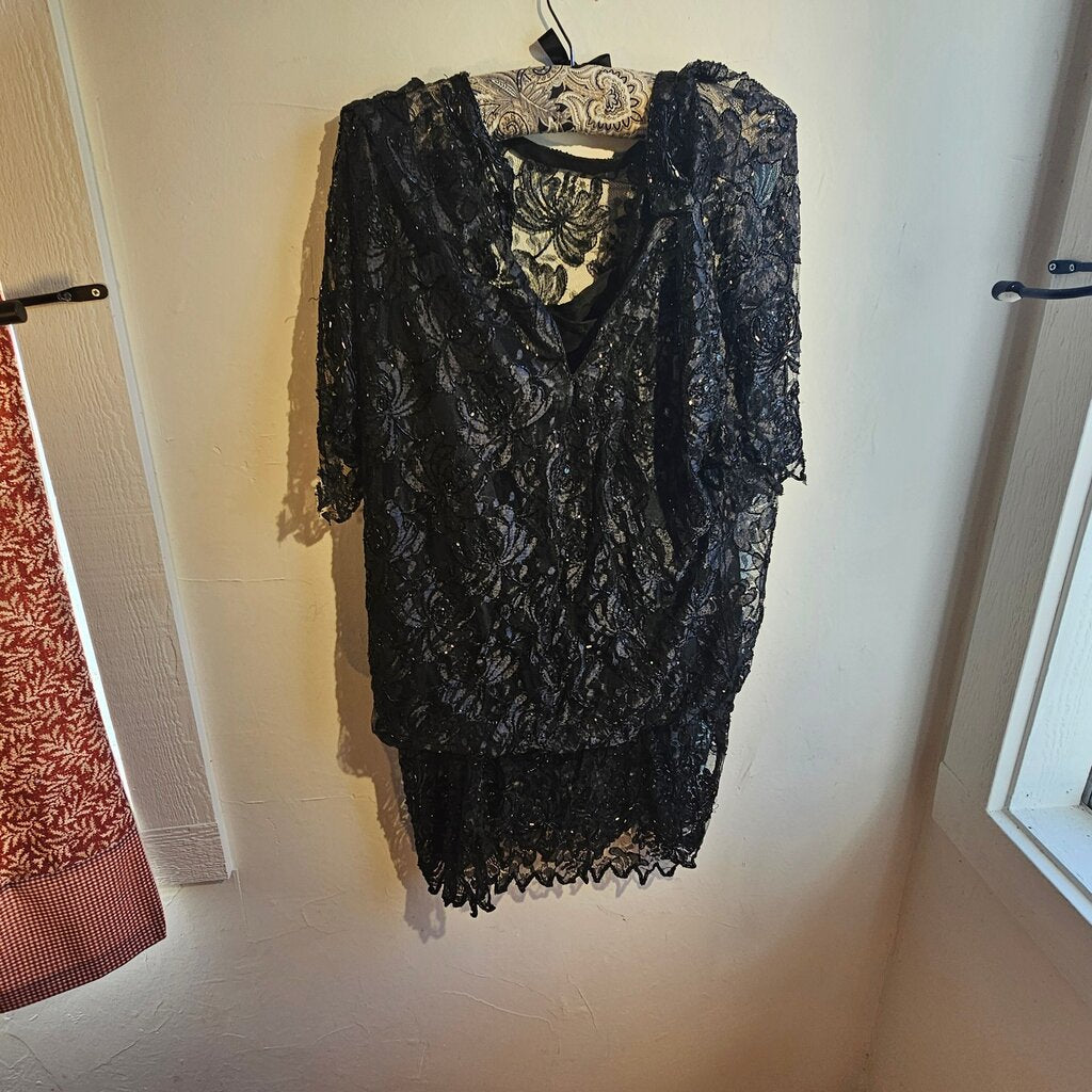 Enchanting Black Lace Overlay Dress