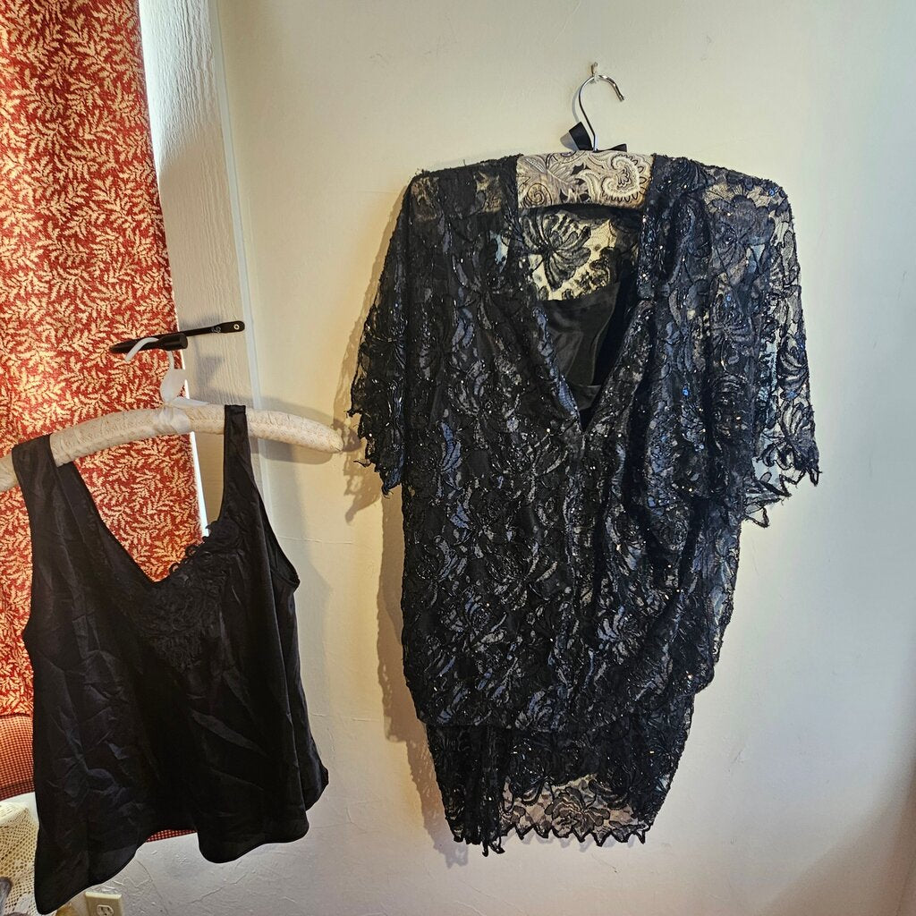 Enchanting Black Lace Overlay Dress
