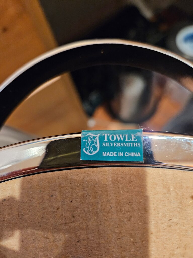 Towle Silversmiths Round Footed Serving Tray Clear so can add on design underneath Nickel Plated Cheese Server Display Plate