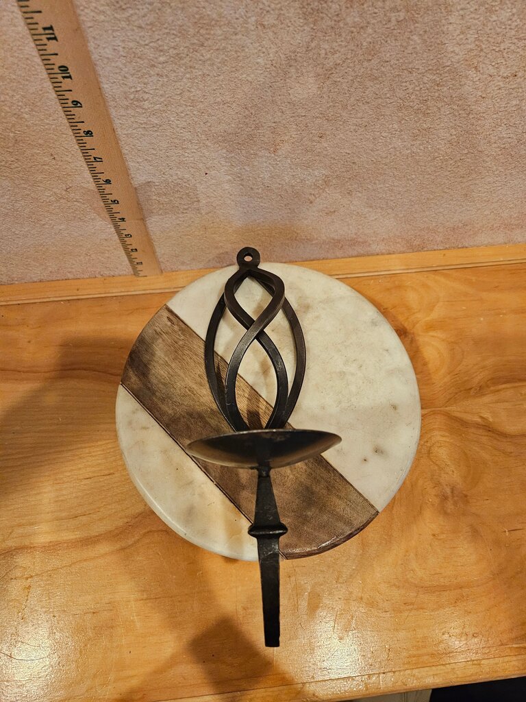 Decorative Candle Holder Wrought Iron Pillar Candle Sconce Rustic Farmhouse Decor