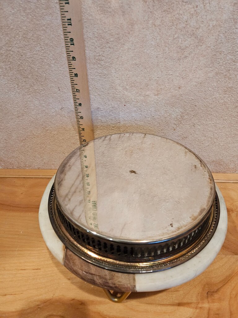 Vintage Silverplate Reticulated Pierced Rimed Metal Tray cloche base vignette riser barware candle display table serving ware