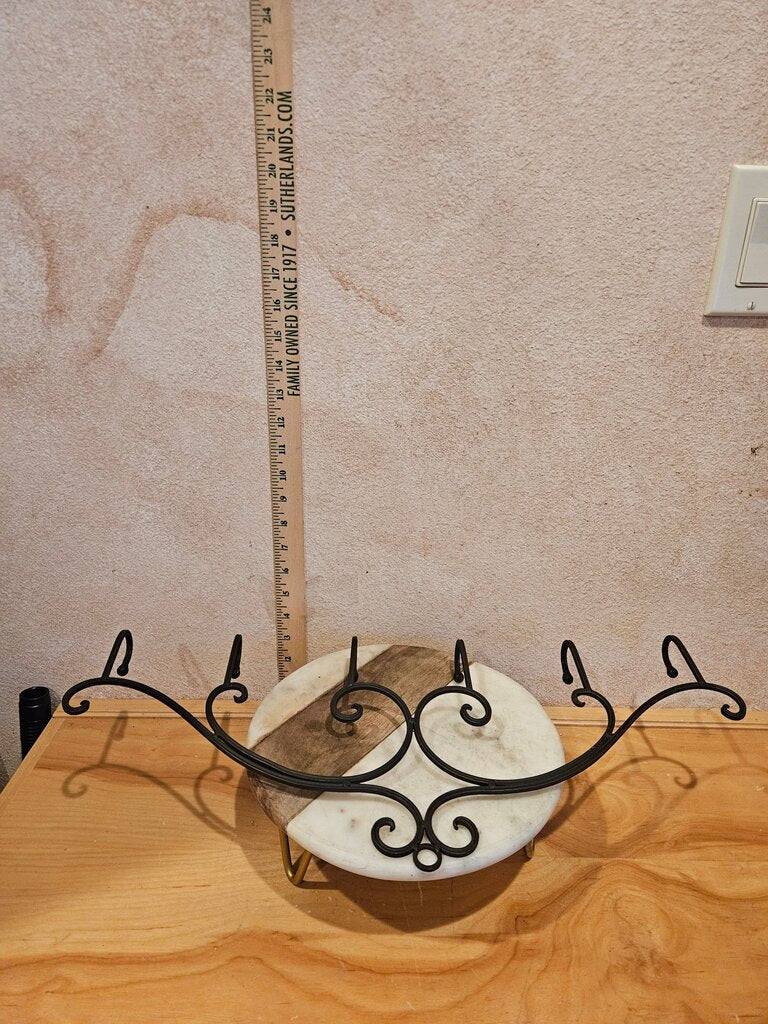 Large Wrought Iron Artisan 6-Hook Wall-Mount Vintage Coat Rack Holder Hat hanger