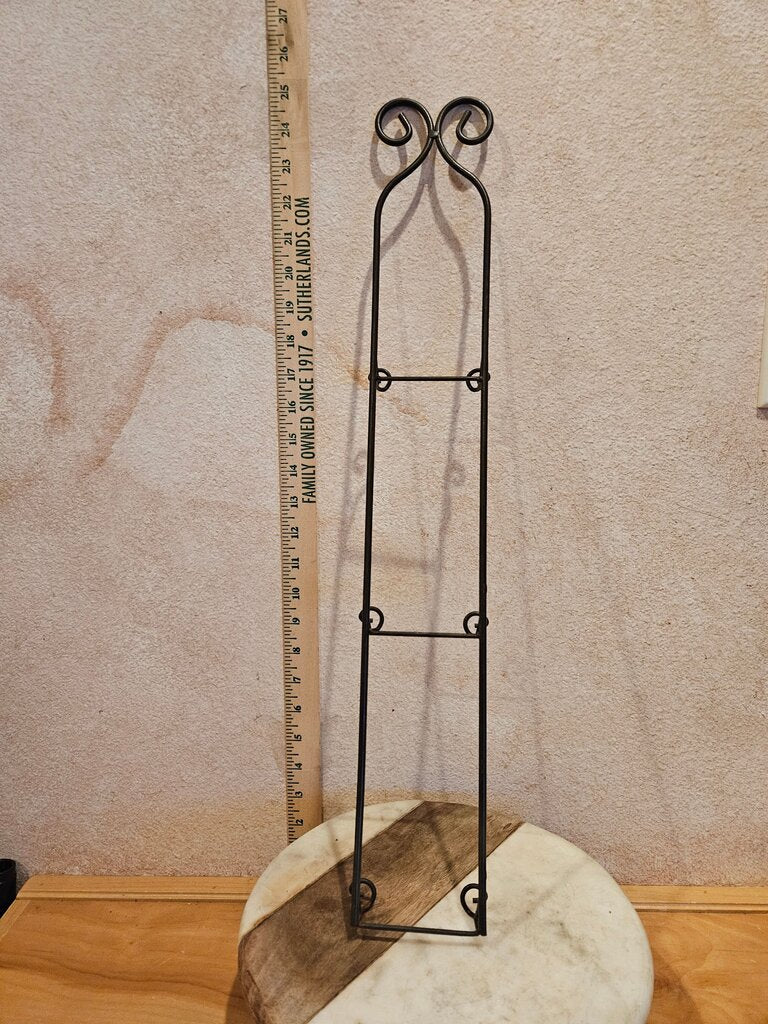 Iron Black 3 Plate Hanging Wall Display Rack with Scroll Design Farmhouse Rustic