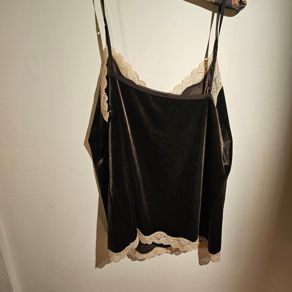 Ann Taylor Loft Black Velvet Camisole with Lace Trim