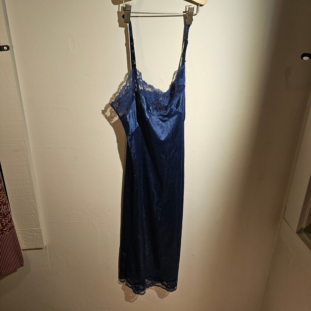 Women's Navy Blue Lace Trim Nightgown