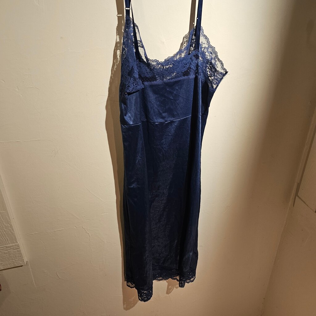 Women's Navy Blue Lace Trim Nightgown