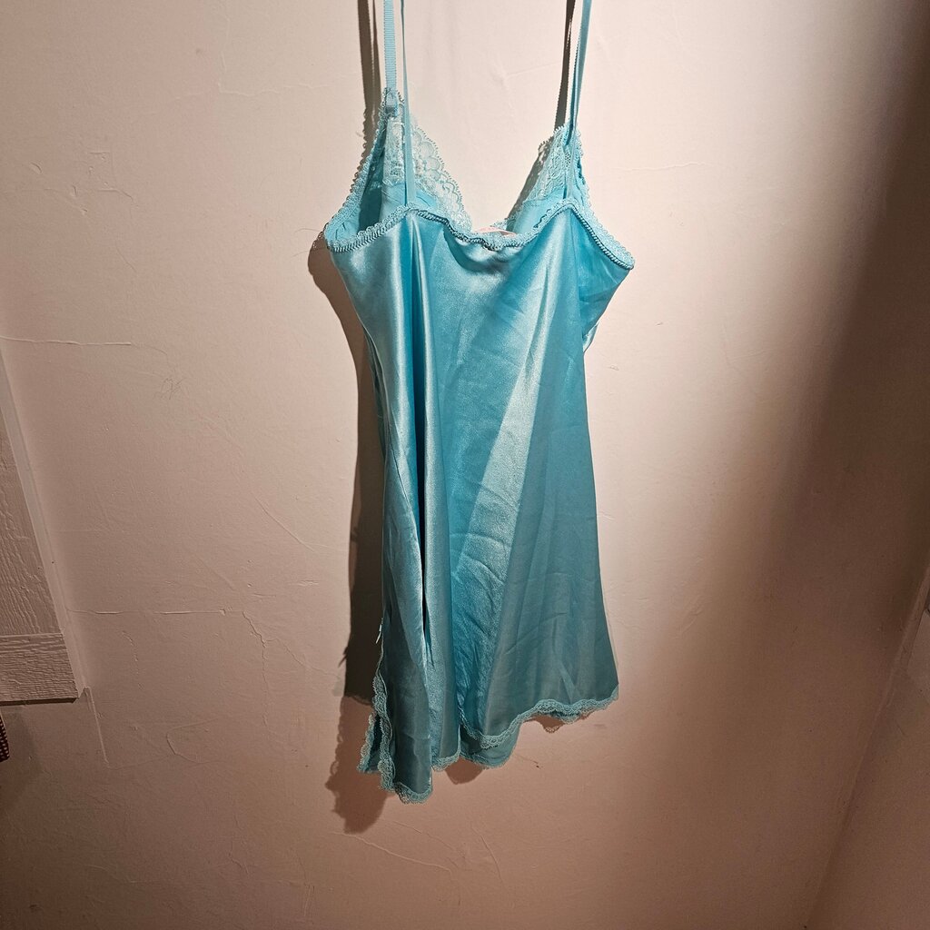 Victoria's Secret Lace trim Satin Y2K Style baby doll Secret Angels Slip Dress Sm Sexy Slit Nightie Nightgown