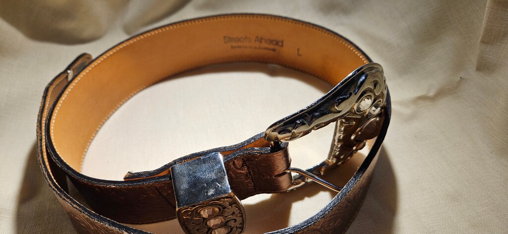 Streets Ahead Leather Belt with Decorative Buckle