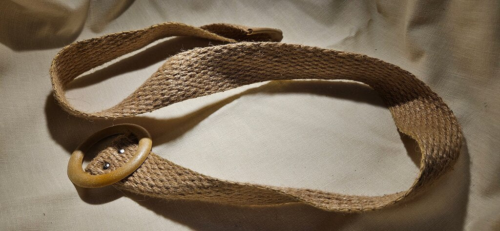 Natural Woven Belt with Wooden Buckle
