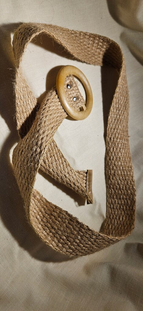 Natural Woven Belt with Wooden Buckle