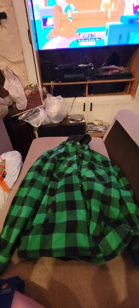 Men's Green and Black Plaid Flannel Shirt