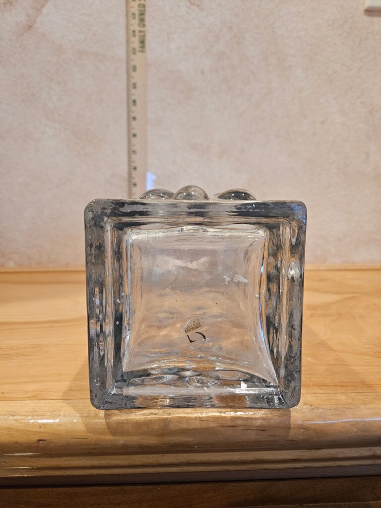 Vintage MCM Blenko Style monumental erre fleurs bulles embossed daisy design petal clear glass vase