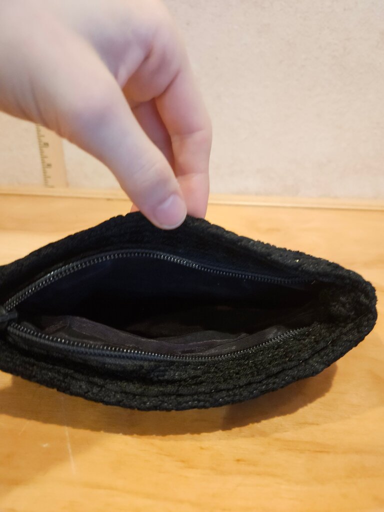 Black Striped Zip Pouch