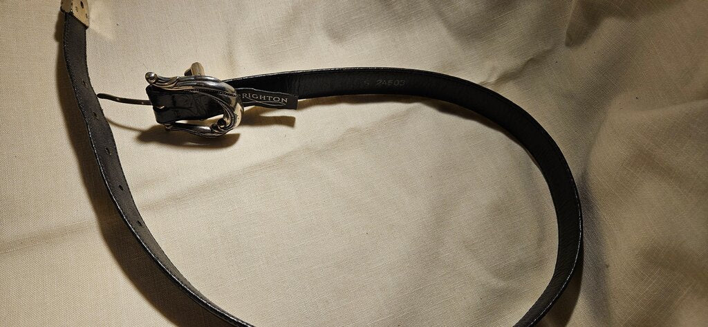 Brighton Black Leather Belt with Decorative Buckle
