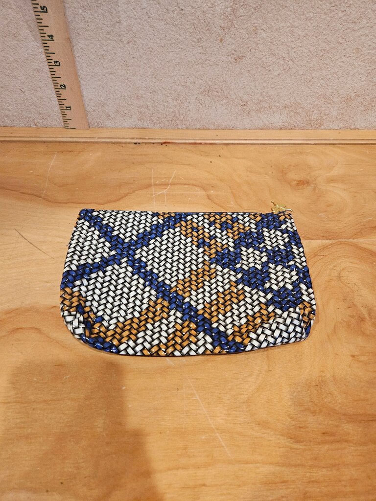 Blue and Orange Woven Cosmetic Pouch