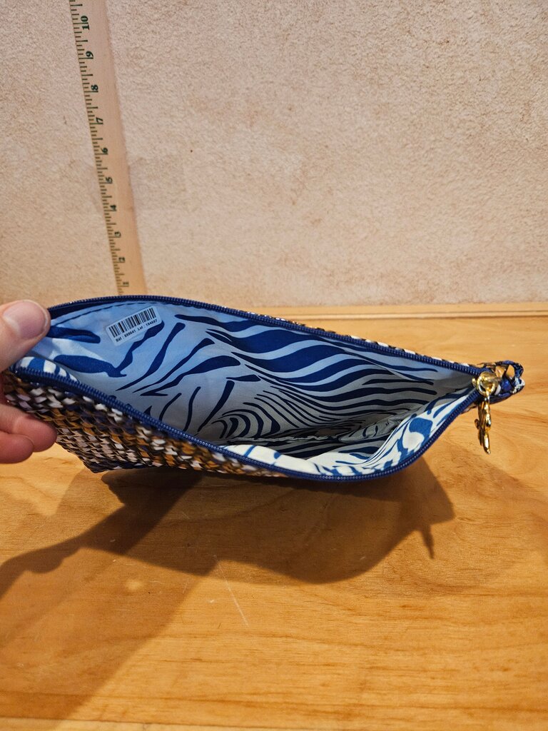 Blue and Orange Woven Cosmetic Pouch
