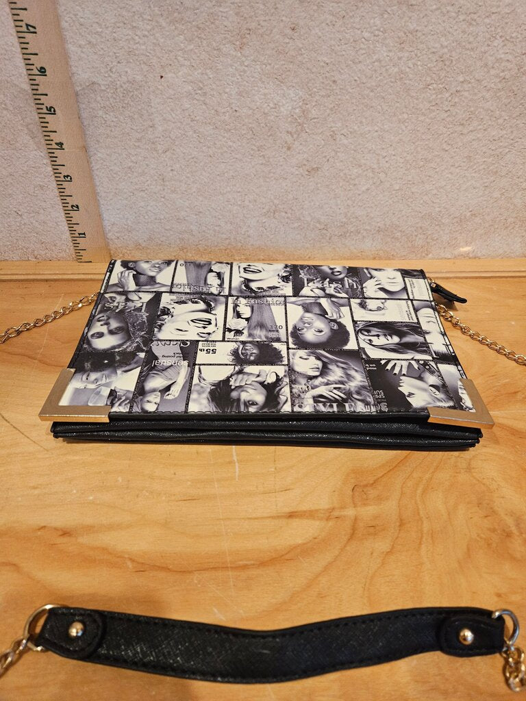 Black and White Graphic Clutch Bag