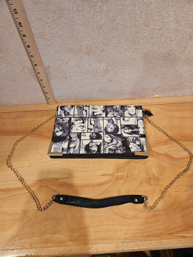 Black and White Graphic Clutch Bag