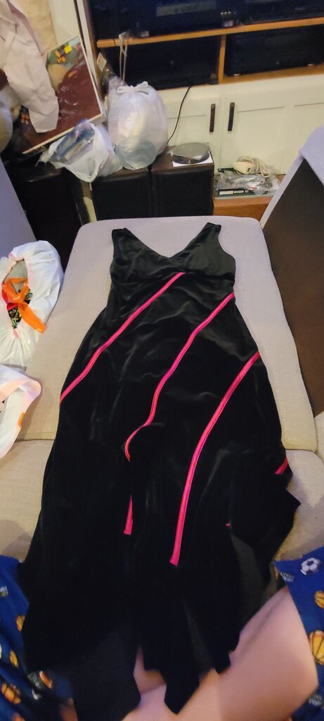 Robbie Bee Black Dress with Pink Accents