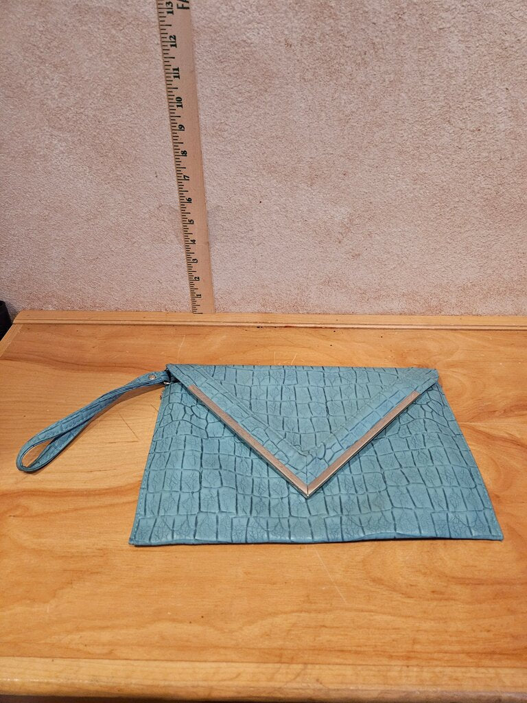 Blue Crocodile Pattern Clutch