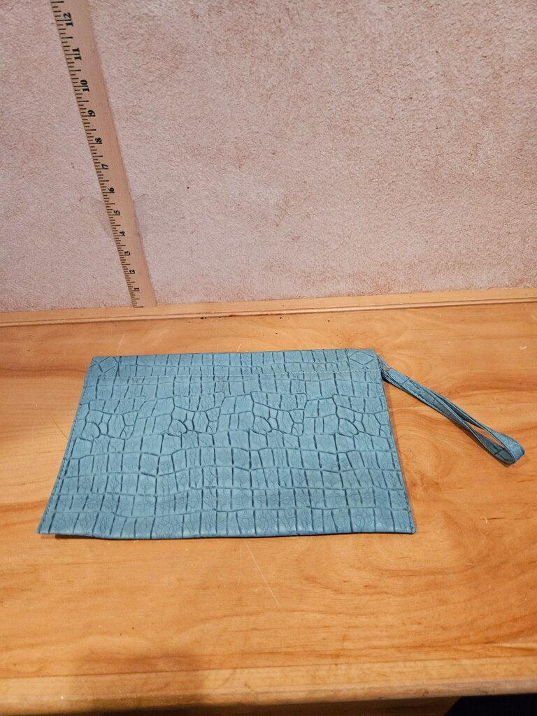 Blue Crocodile Pattern Clutch