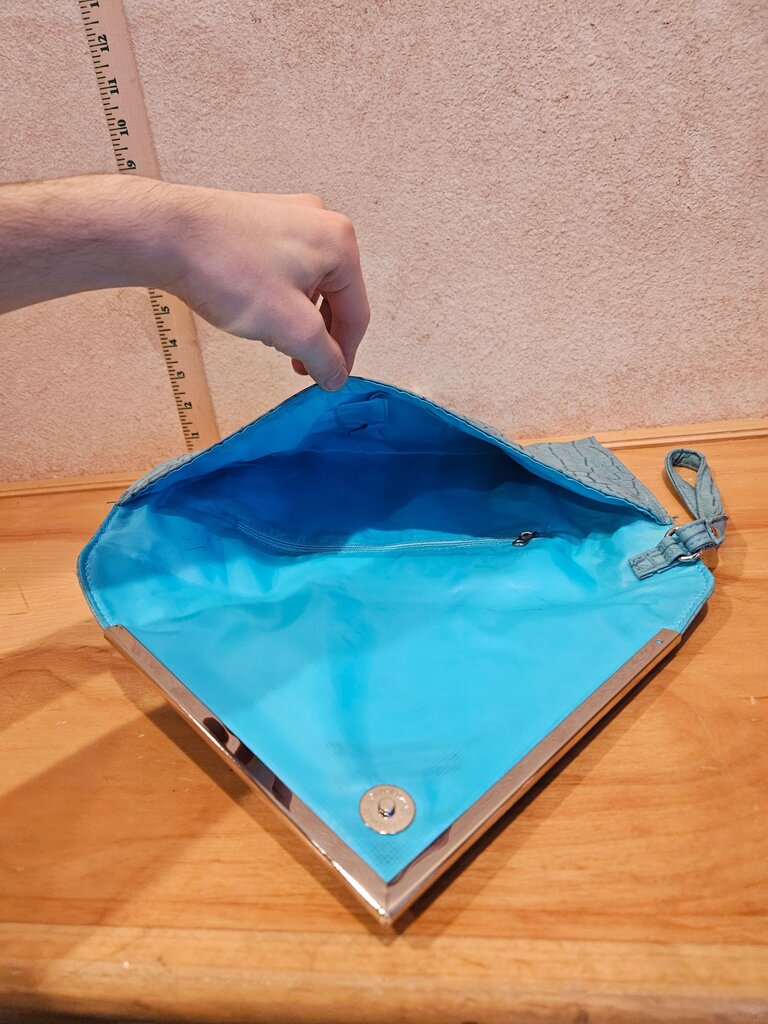 Blue Crocodile Pattern Clutch