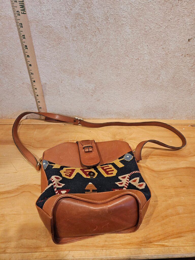 Vintage Leather and Fabric Handbag