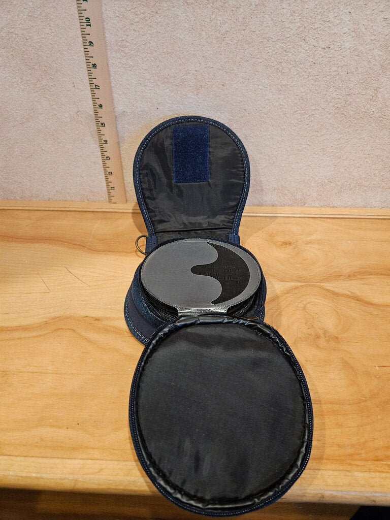 Denim Round Jewelry Case with Floral Design