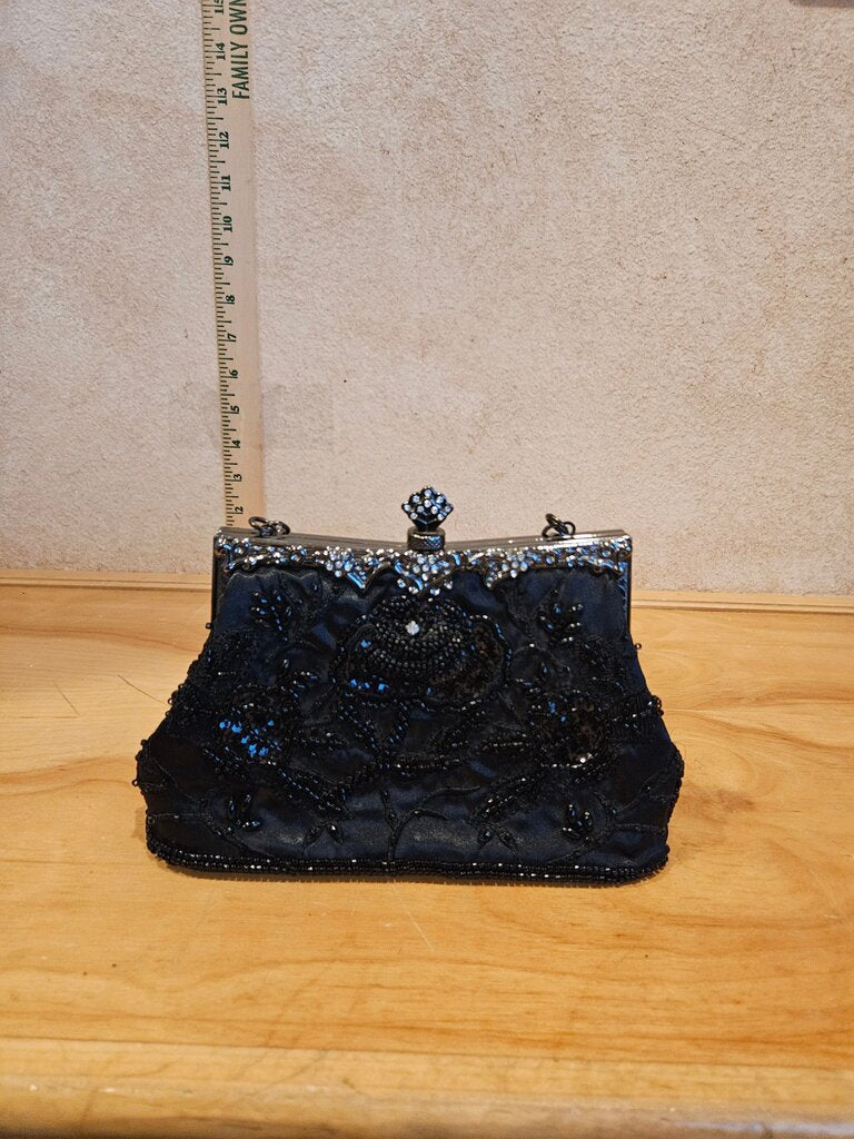 Vintage Black Beaded Evening Clutch