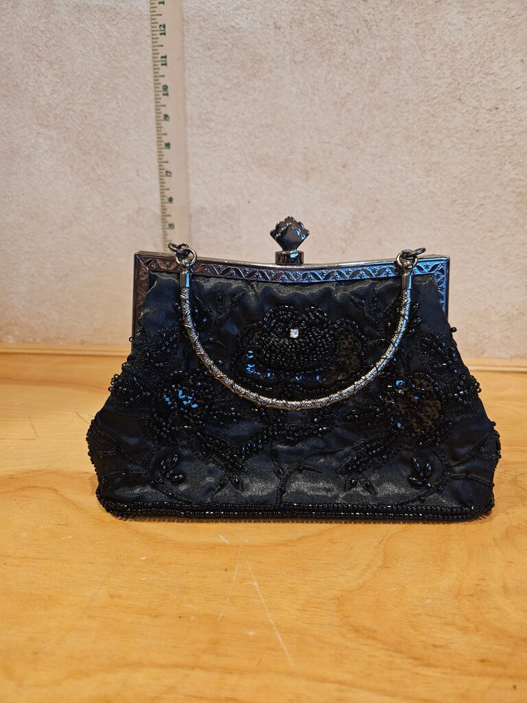 Vintage Black Beaded Evening Clutch