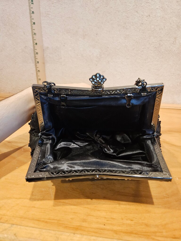 Vintage Black Beaded Evening Clutch