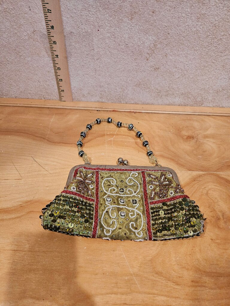 Vintage Beaded Evening Bag with Chain Handle