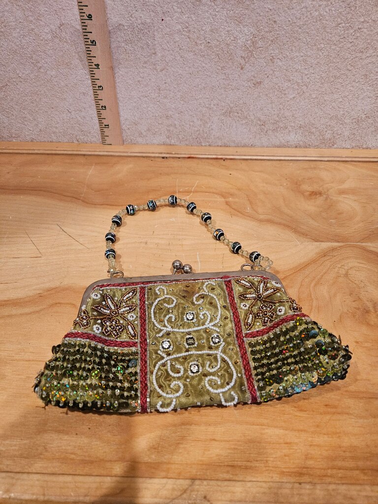 Vintage Beaded Evening Bag with Chain Handle