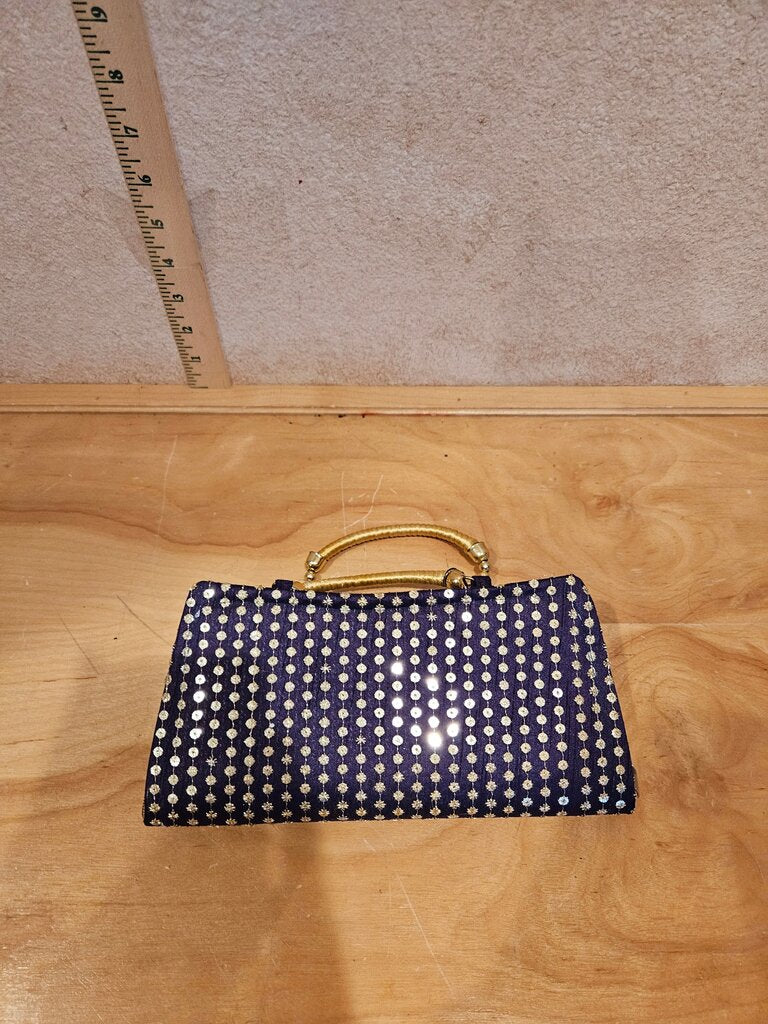Navy Blue Sequin Evening Clutch