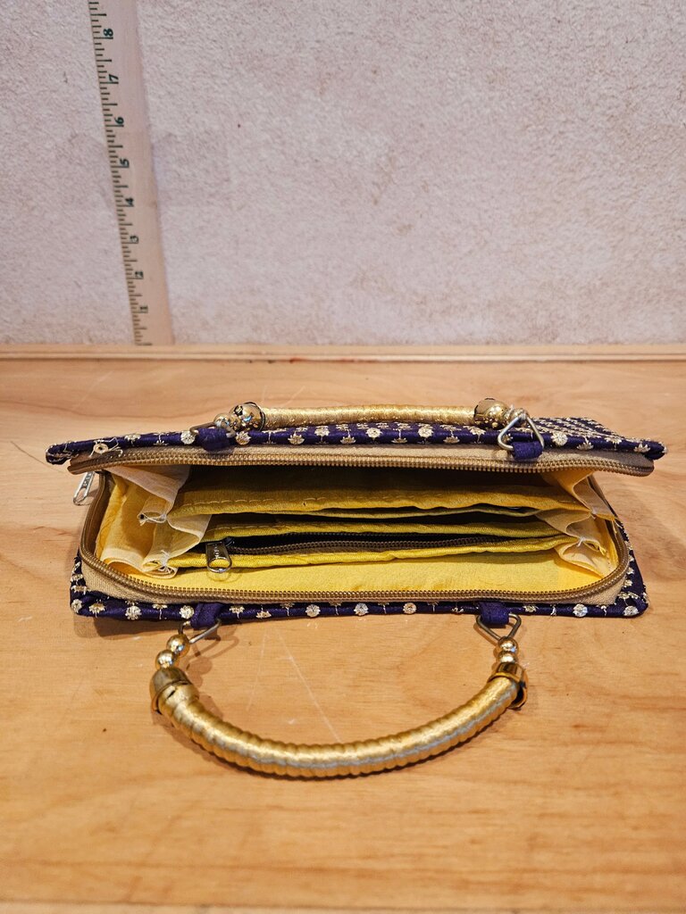 Navy Blue Sequin Evening Clutch