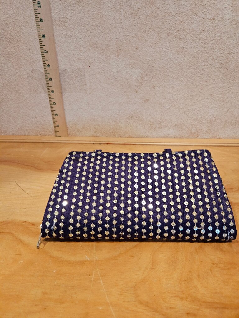 Navy Blue Sequin Evening Clutch
