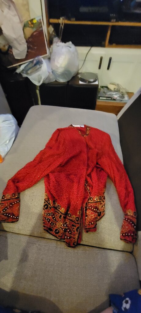 Laurence Kazor Red Beaded Top