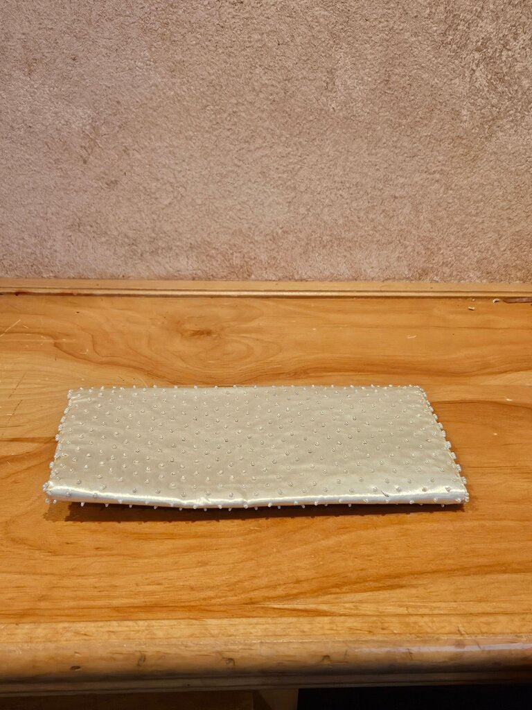 Vintage White Beaded Clutch