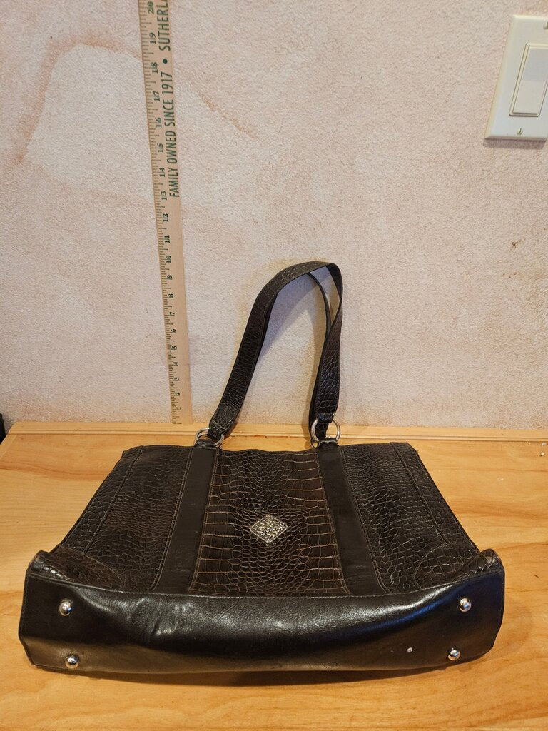 Coldwater Creek Black Crocodile Print Handbag